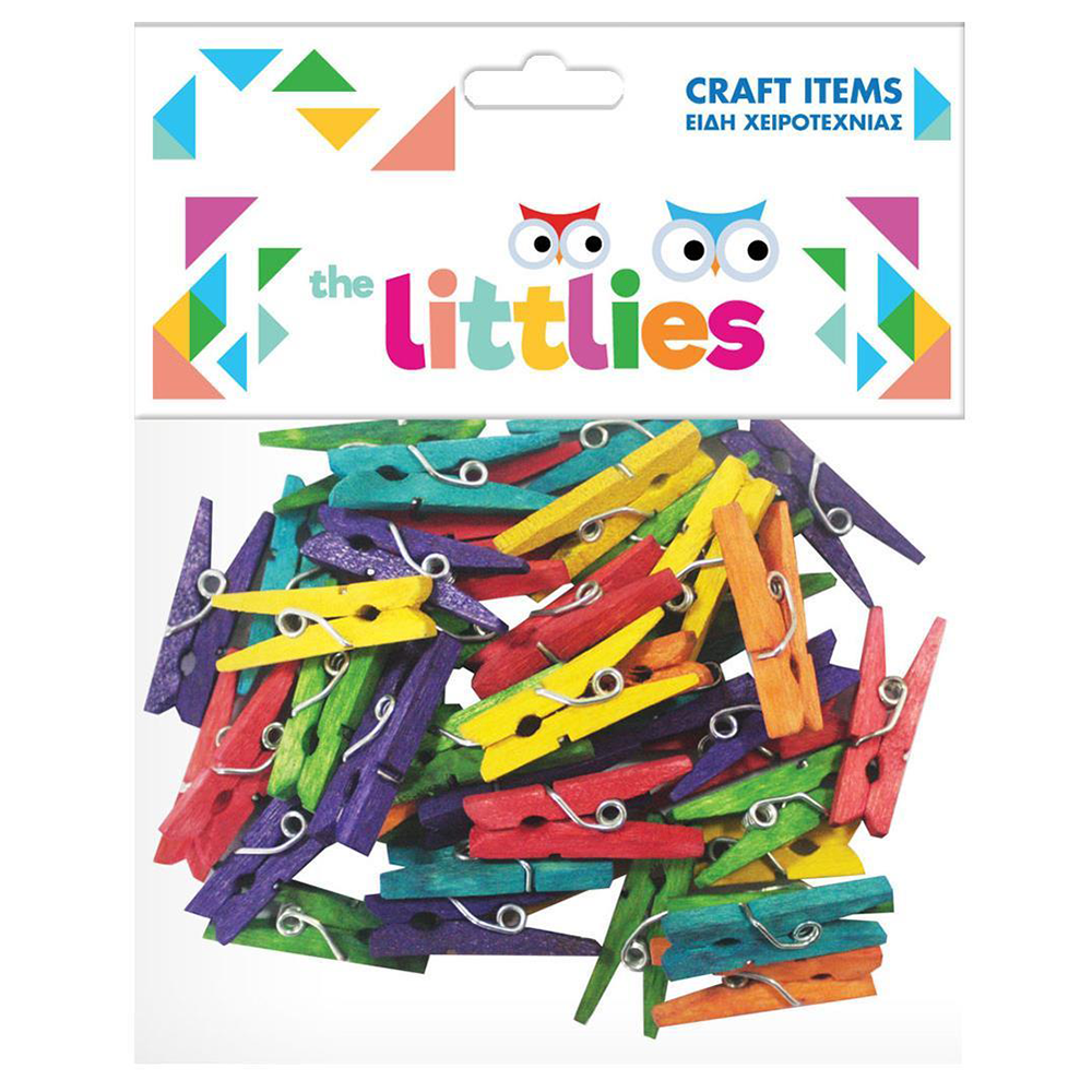 The Littlies Ξύλινα Χρωματιστά Μανταλάκια 45 Τεμάχια 25 mm