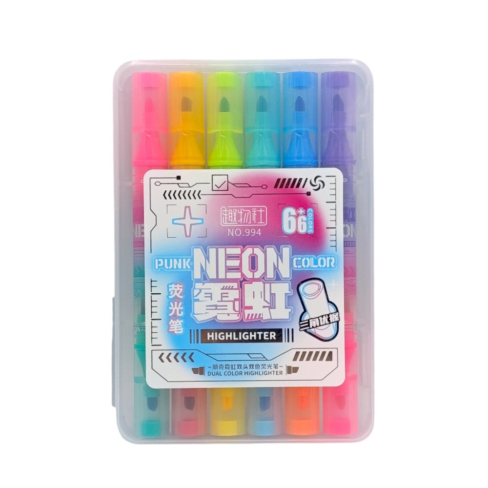 Μαρκαδόροι Punk Neon Color με Διπλή Μύτη 6+6 Χρωμάτων