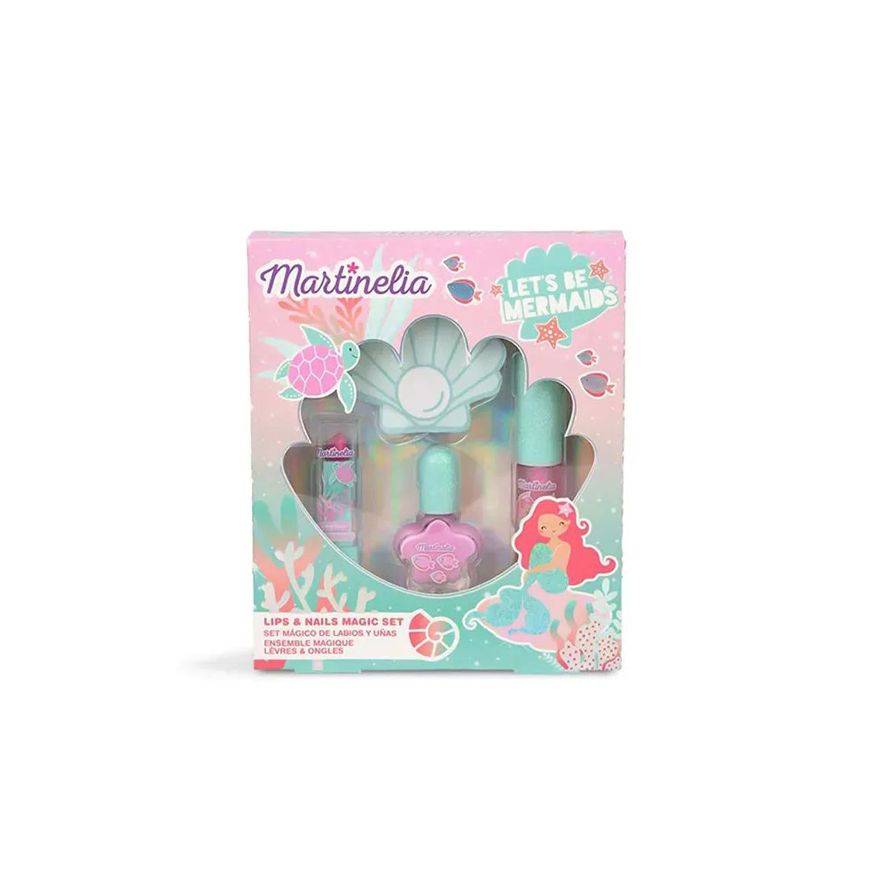 Martinelia Let's Be Mermaids Lip & Nail Magic Set Παιδικό Σετ Μακιγιάζ με Lip Gloss, Κραγιόν, Βερνίκι & Λίμα Νυχιών