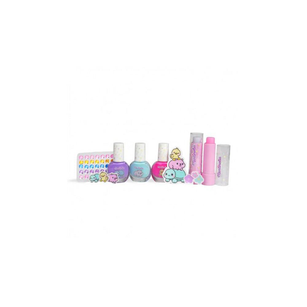 Martinelia Παιδικό Σετ Ομορφιάς με 3 Βερνίκια Νυχιών, 2 Lip Balm Glitter & Αυτοκόλλητα Στρας 