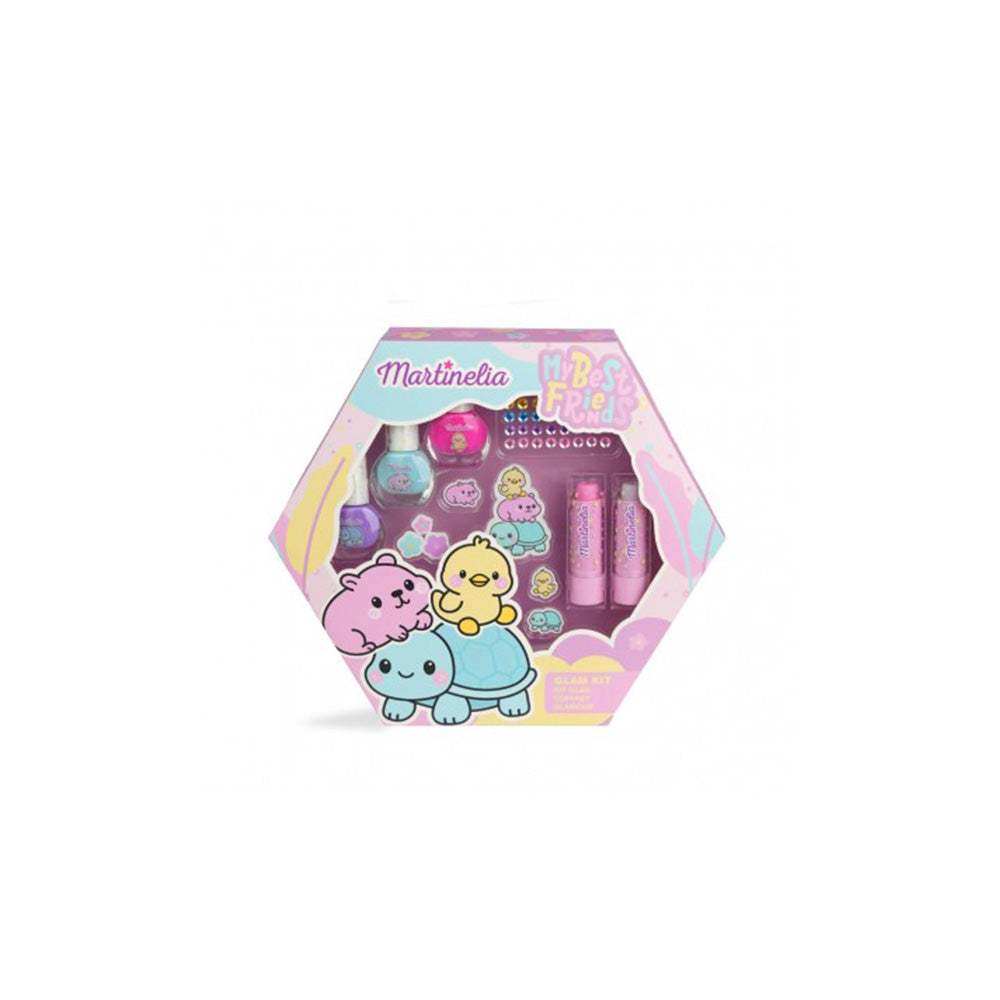 Martinelia Παιδικό Σετ Ομορφιάς με 3 Βερνίκια Νυχιών, 2 Lip Balm Glitter & Αυτοκόλλητα Στρας 