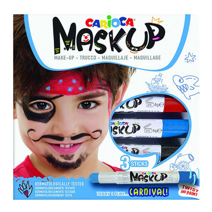 CARIOCACarioca Mask Up Βαφές Προσώπου 3Τεμ (Κόκκινο, Γαλάζιο, Μαύρο) Χ6gpapell.gr