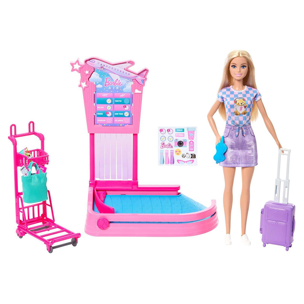 Mattel Barbie στο Αεροδρόμιο με Check-In, Βαλίτσα & Αξεσουάρ