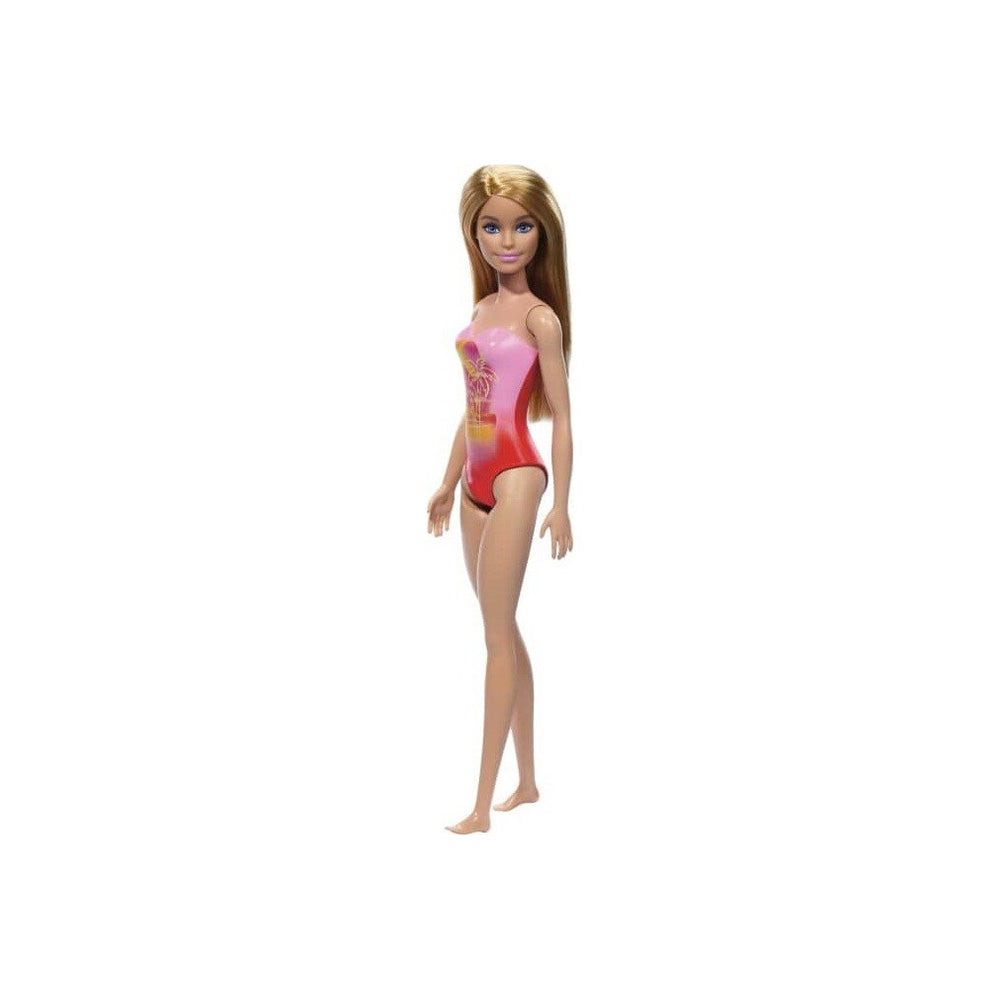 Mattel Barbie Beach Κούκλα με Ροζ Μαγιό Pink Palm Tree-Print