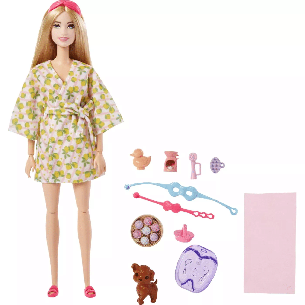 Barbie Wellness Ημερα Ομορφιας Blonde Doll With Puppy
