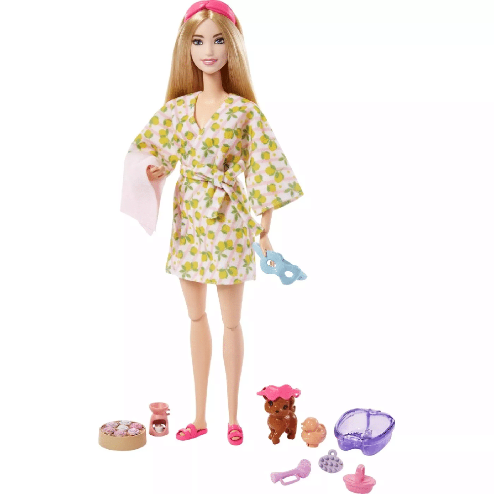 Barbie Wellness Ημερα Ομορφιας Blonde Doll With Puppy