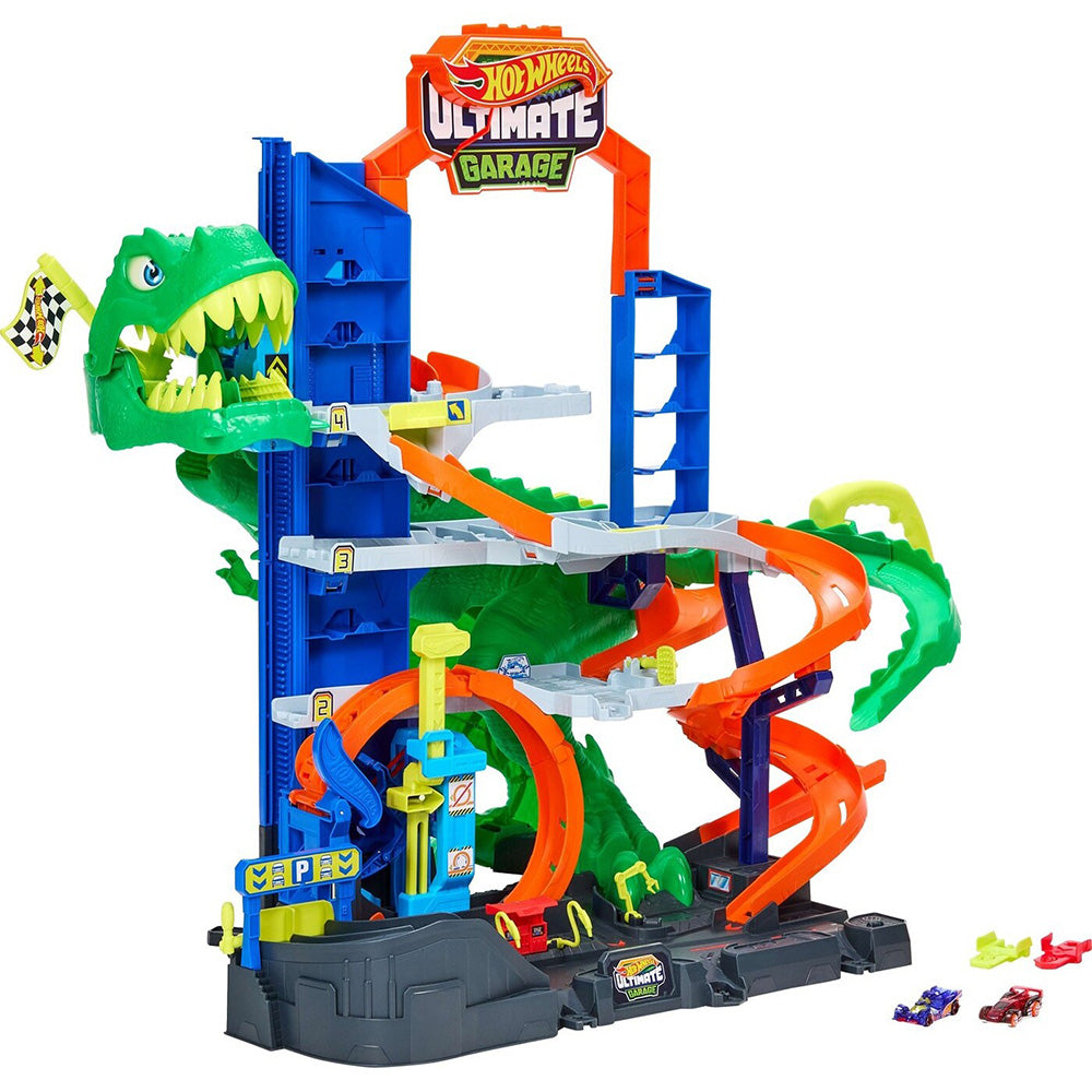 Mattel Hot Wheels City Απόλυτο Γκαράζ T-Rex με Πίστα & 2 Αυτοκινητάκια 