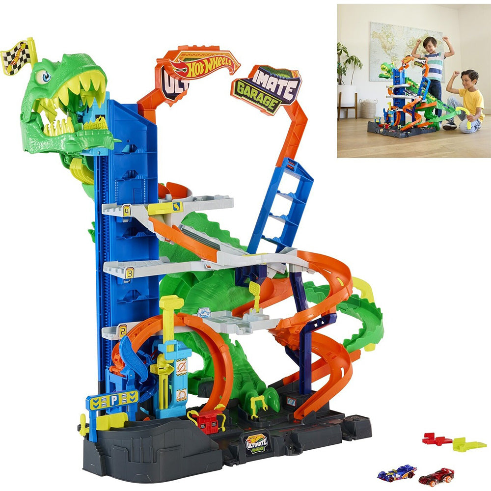 Mattel Hot Wheels City Απόλυτο Γκαράζ T-Rex με Πίστα & 2 Αυτοκινητάκια 
