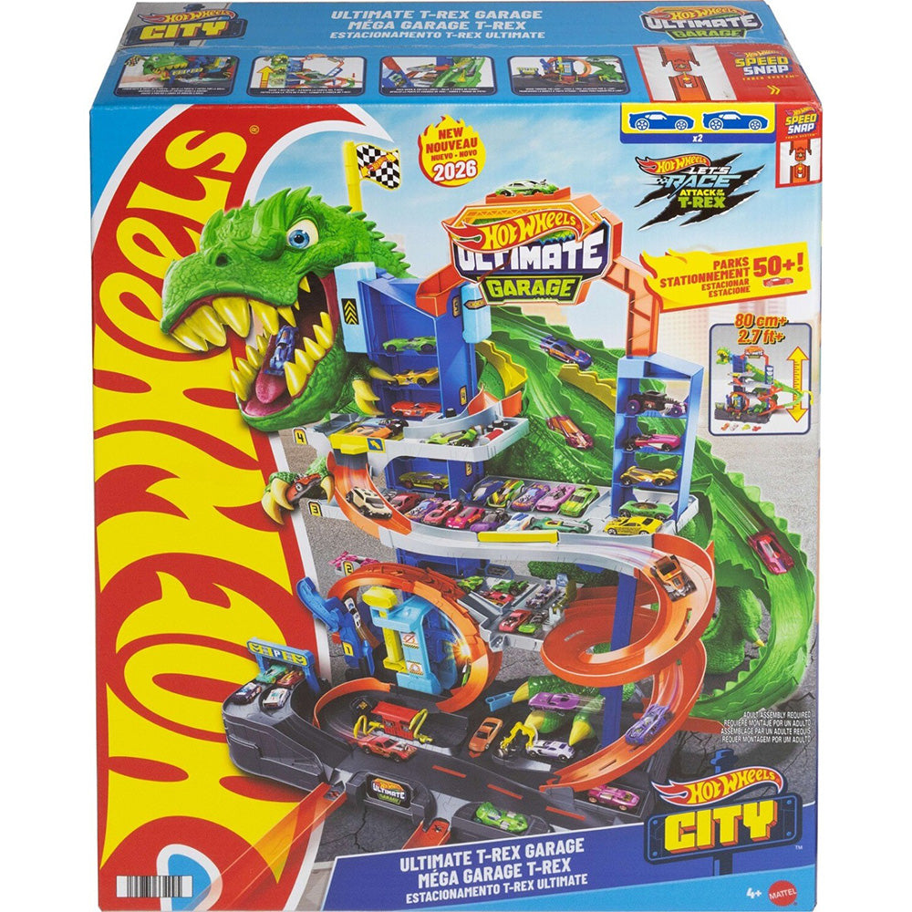 Mattel Hot Wheels City Απόλυτο Γκαράζ T-Rex με Πίστα & 2 Αυτοκινητάκια 