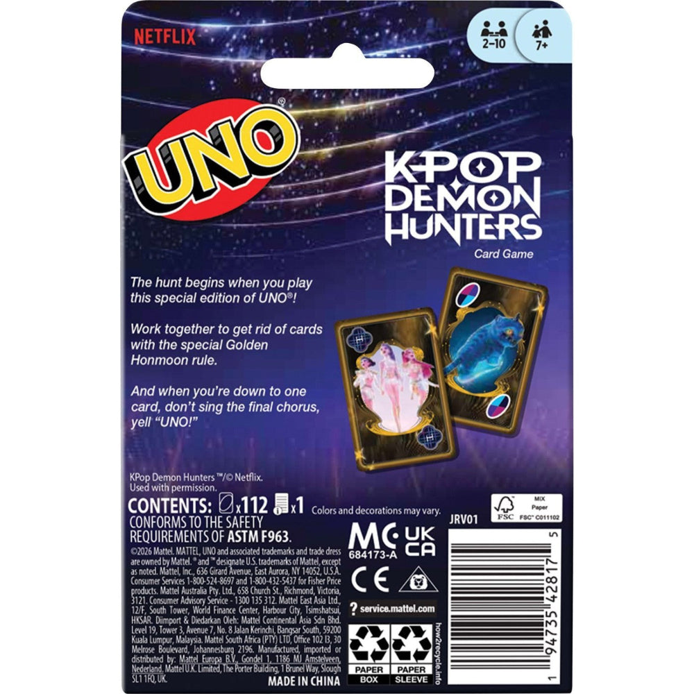 Mattel Uno K-Pop Demon Hunters
