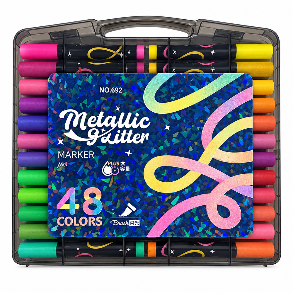 Σετ Μαρκαδόρων Metallic Glitter Marker 48 Χρωμάτων σε Βαλιτσάκι