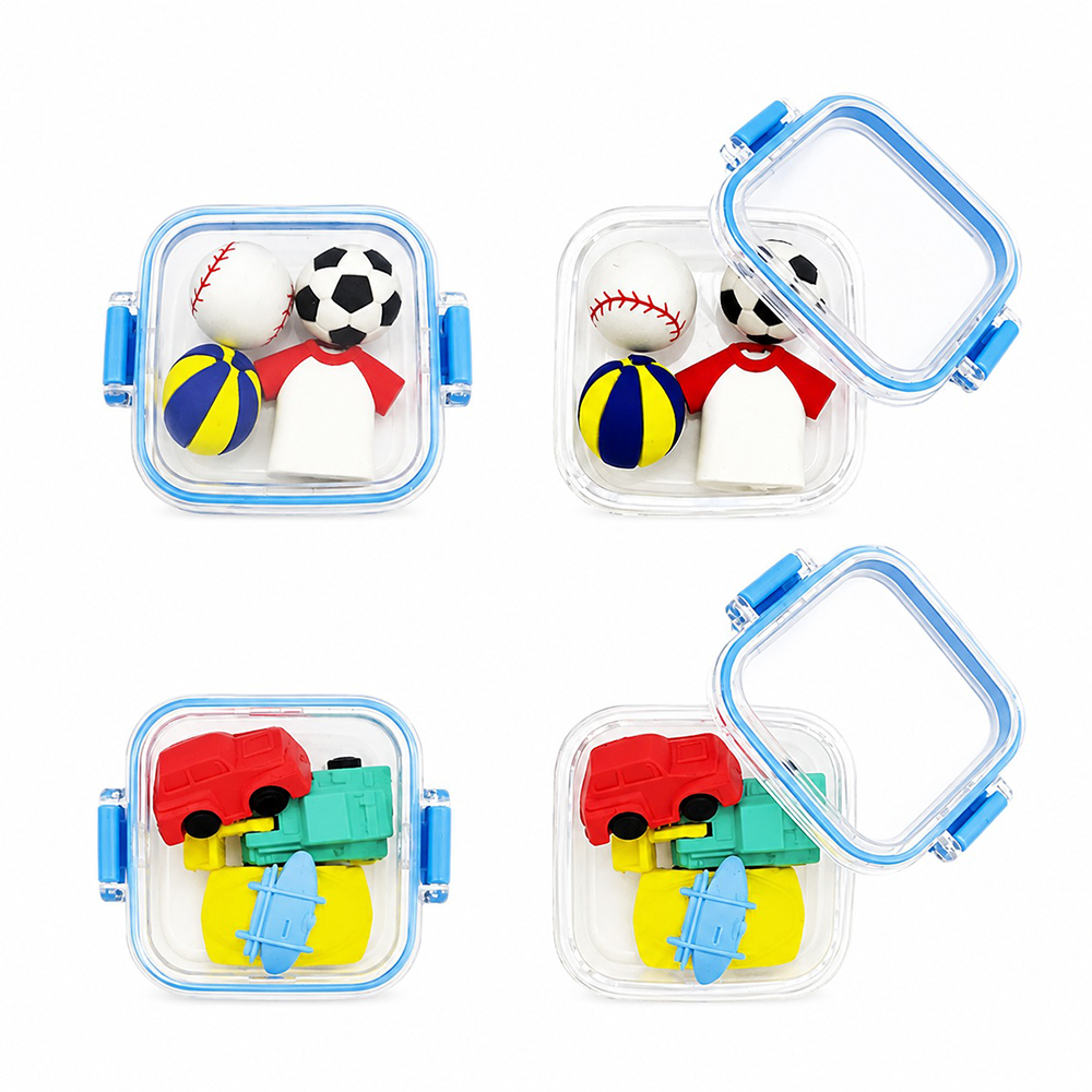 Metron Kids Γόμες σε Πλαστικό Κουτί Μπλε 3-4 Τεμάχια σε 2 Σχέδια - 1 Τμχ