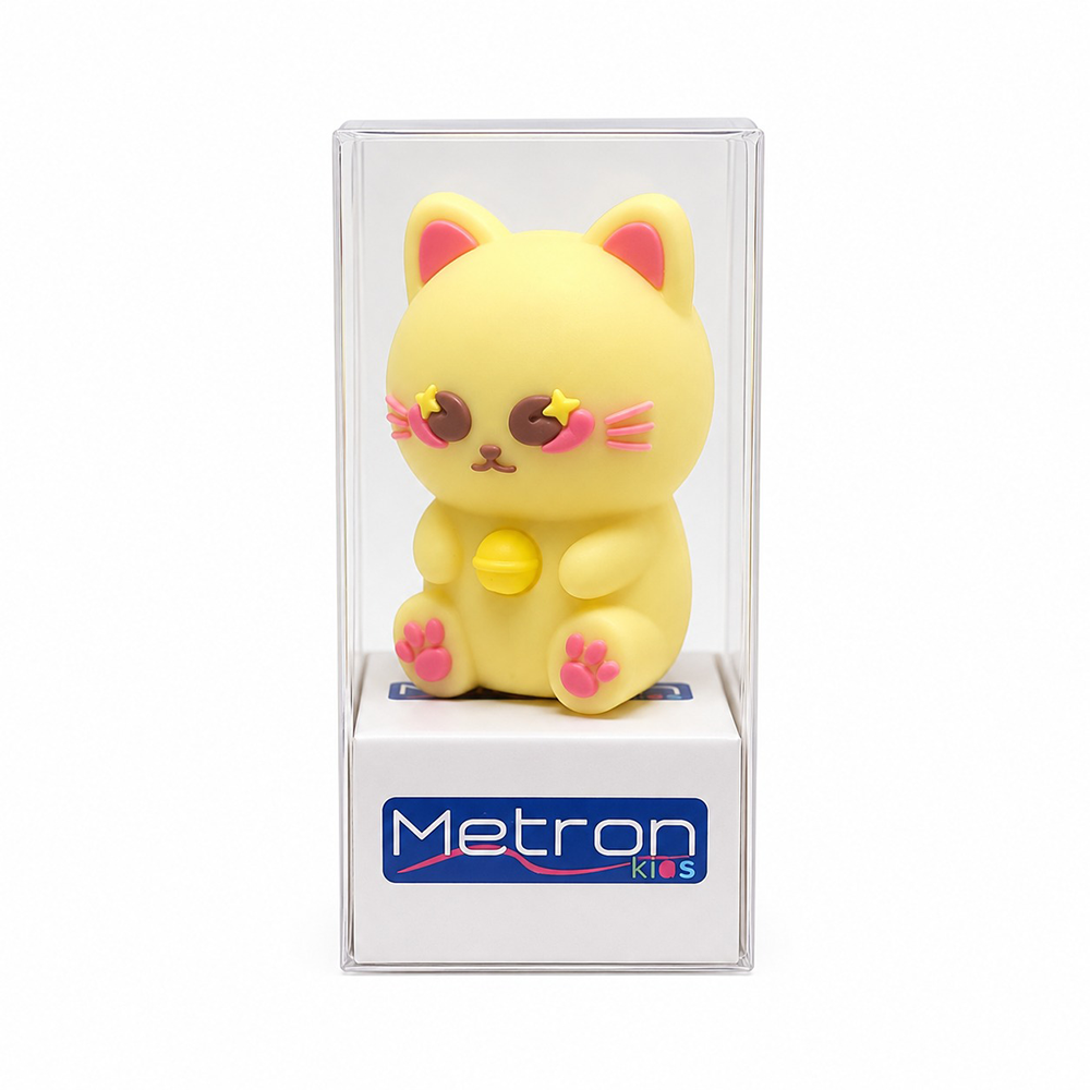 Metron Kids Ξύστρα Μονή Πλαστική Γάτα σε 2 Χρώματα - 1 Τμχ