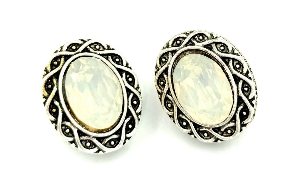 Σκουλαρικια Οβαλ Με Χρωματιστο Μεγαλο Πετραδι