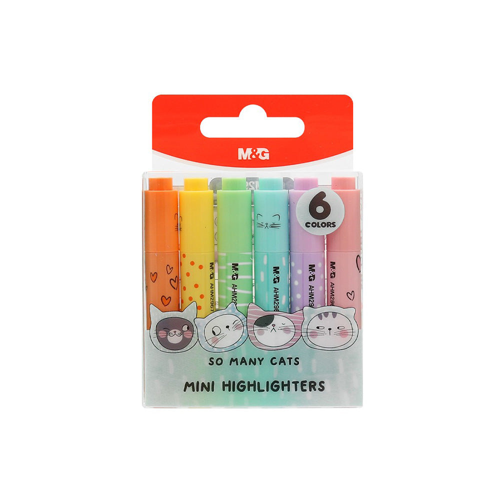 M&G Σετ  Mini Μαρκαδόροι Υπογράμμισης So Many Cats Pastel – 6 Τμχ