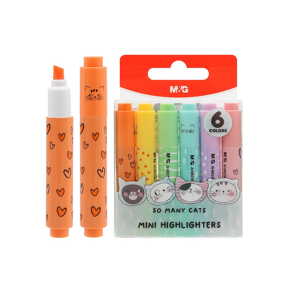 M&G Σετ  Mini Μαρκαδόροι Υπογράμμισης So Many Cats Pastel – 6 Τμχ