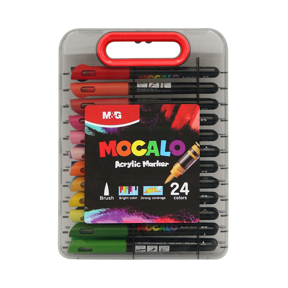 M&G Mocalo Ακρυλικοί Μαρκαδόροι 24 Χρώματων σε Κουτί