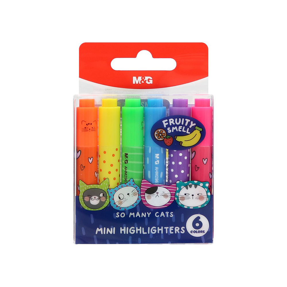 M&G Σετ Mini Highlighter So Many Cats 6 Χρώματα με Άρωμα Φρούτων