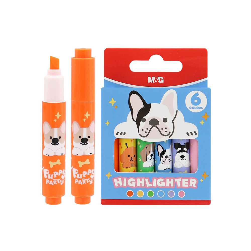 M&G Σετ Μίνι Υπογραμμιστές Puppy Party! – 6 Τμχ