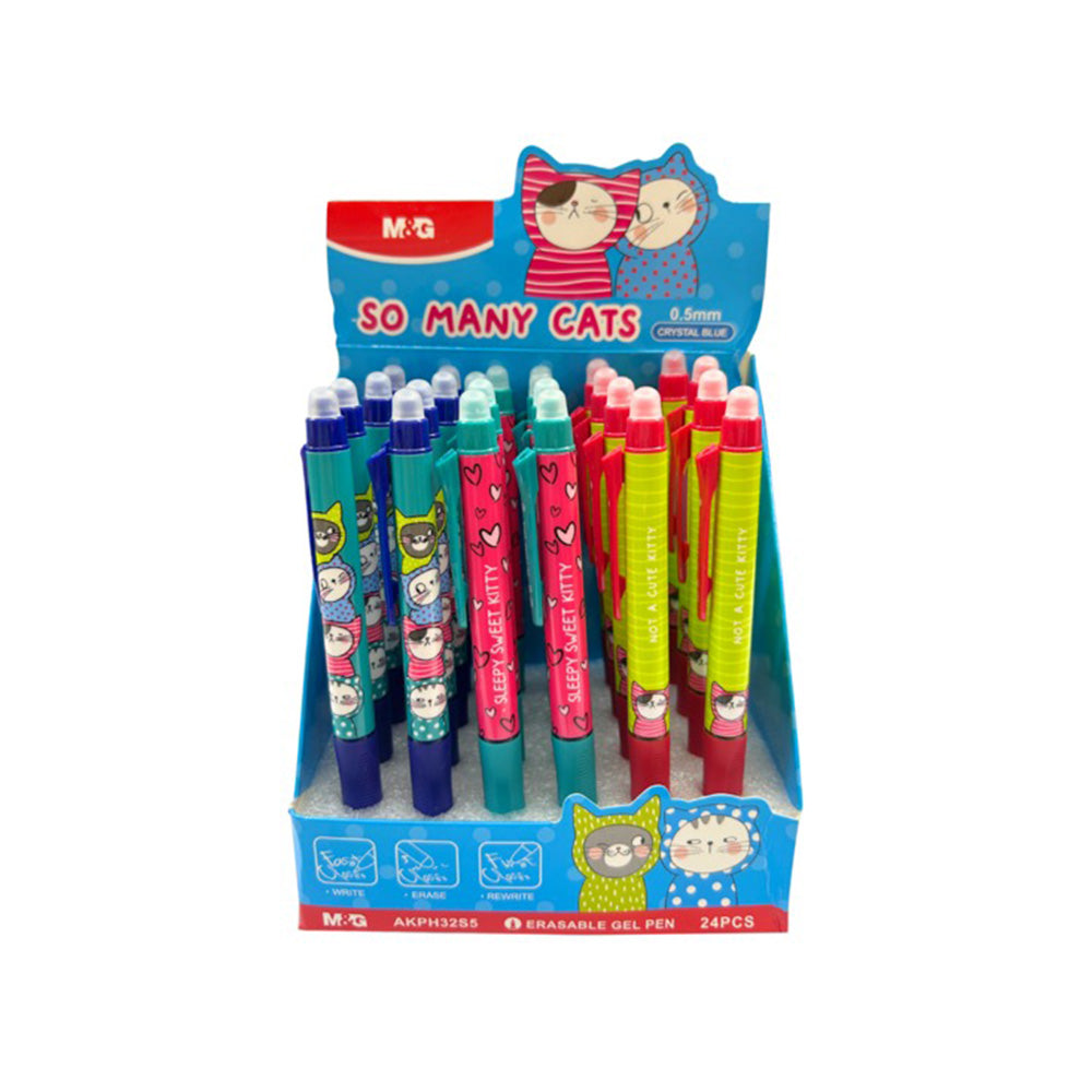 M&G Στυλό Gel με Γόμα So Many Cats 0,5 mm Μπλε Μελάνι 3 Σχέδια - 1 Τεμάχιο