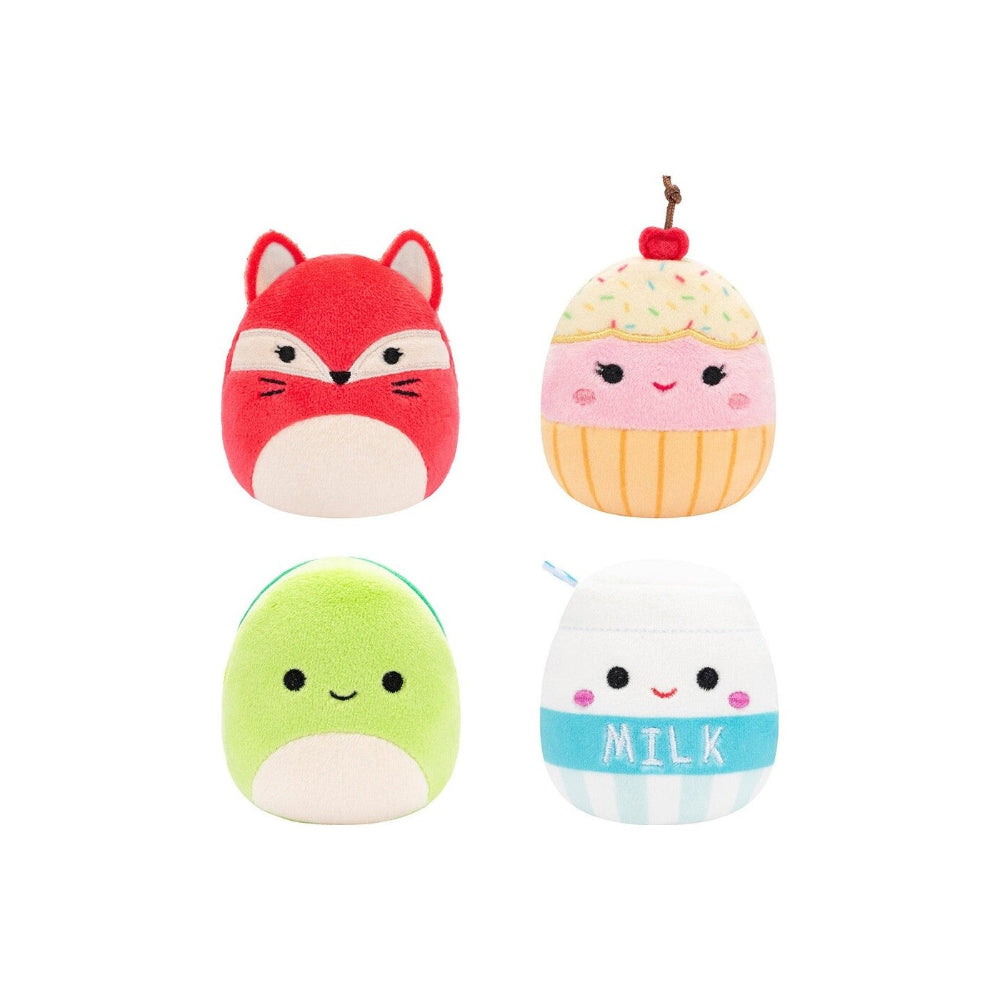JazwaresSquishmallows Micromallows - Σετ 4Τμχ Λούτρινα 6εκ Squishmallows Clara Cupcake, Fifi Fox, Henry Turtle, Melly Milk Cartonpapell.gr