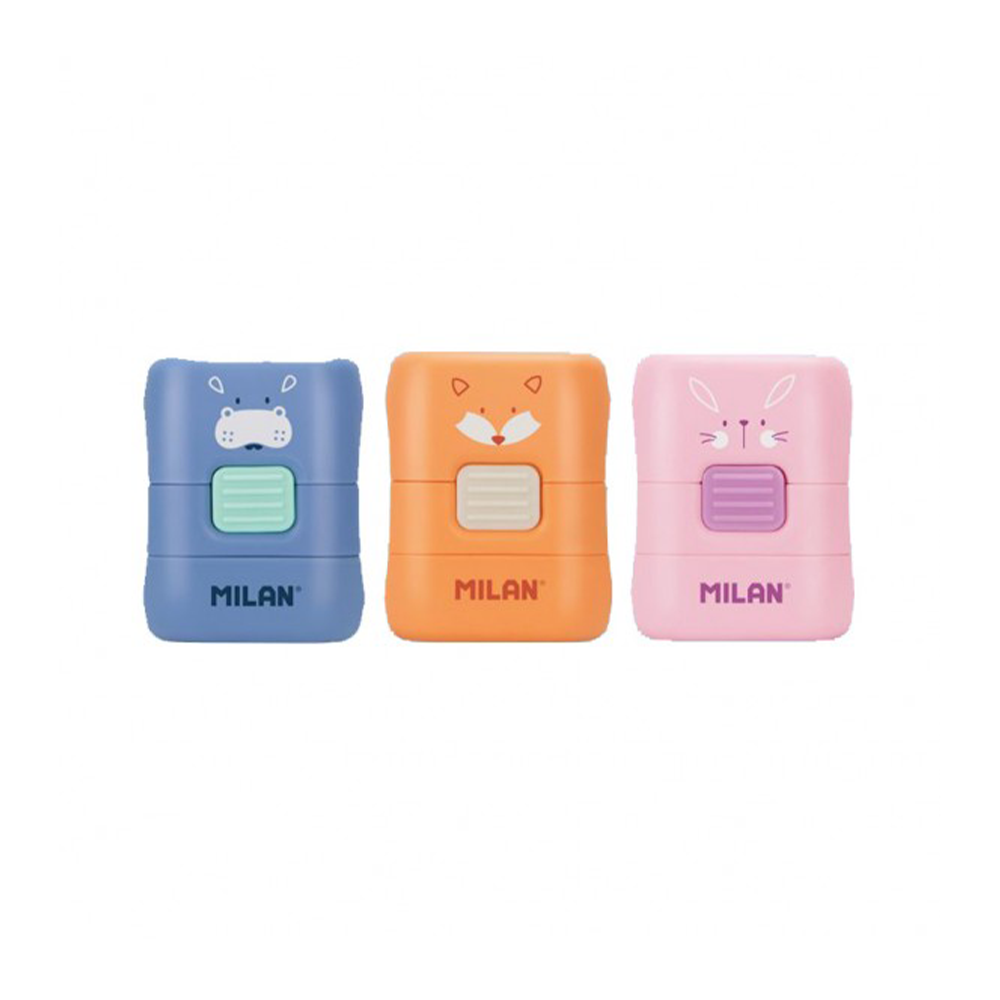 Milan Βουρτσάκι Και Γόμα Compact Fun Animals σε 3 Χρώματα - 1 Τμχ