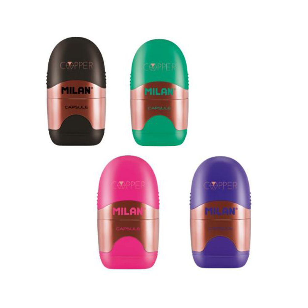 Milan Ξύστρα Και Γόμα Capsule Copper σε 4 Χρώματα - 1 Τμχ