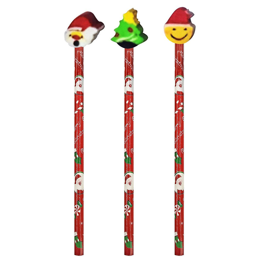 Μολύβια Χριστουγέννων με Γόμα Xmas – Σετ 3 τεμαχίων
