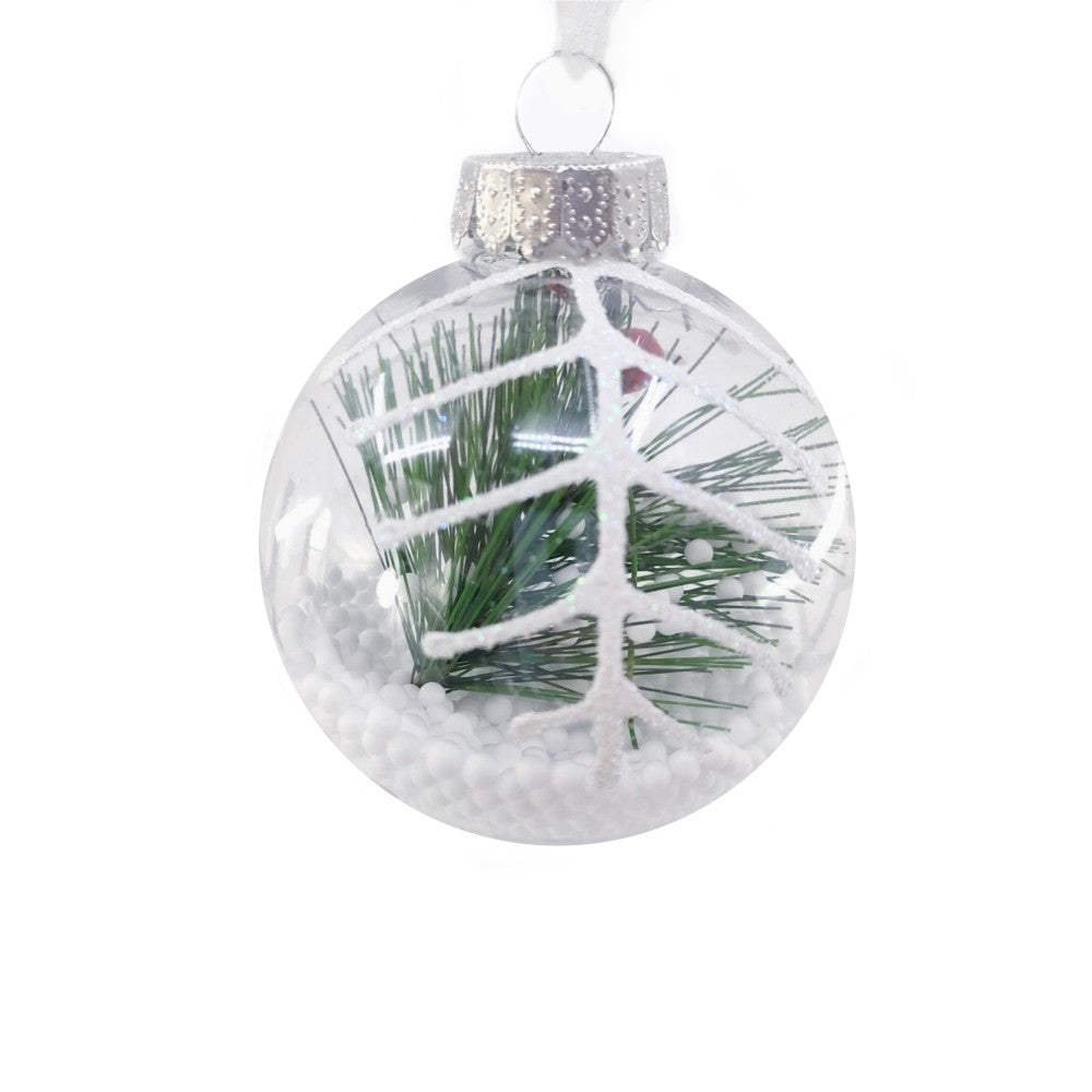 TrademarktΧριστουγεννιάτικη Μπάλα Διάφανη Με Χιόνι Και Φύλλα Πεύκου 8εκpapell.gr