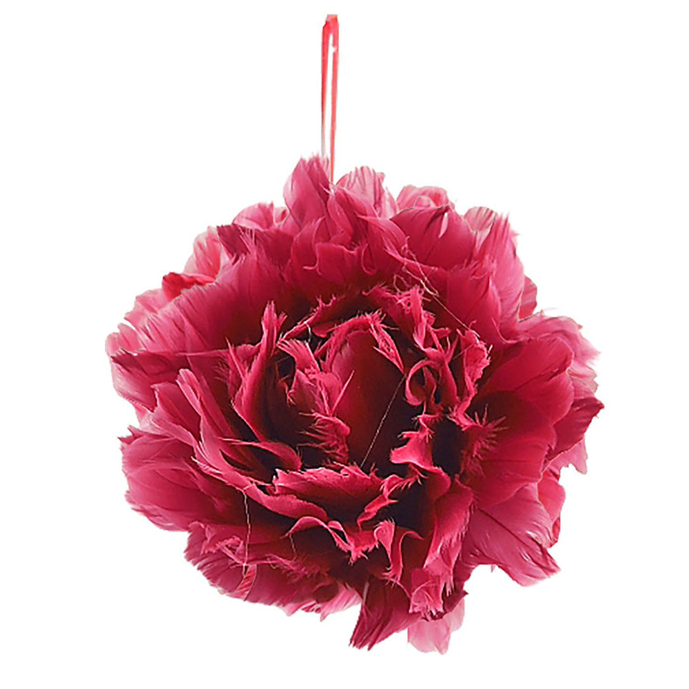 Μπάλα Χριστουγέννων με Φτερά & Πούπουλα Κόκκινη – Ø10cm