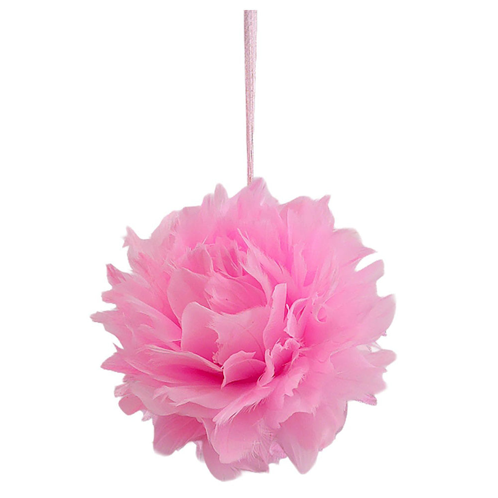 Μπάλα Χριστουγέννων με Φτερά & Πούπουλα Ροζ – Ø10 εκ