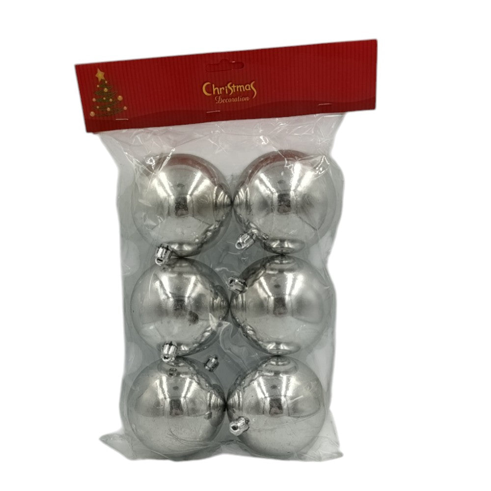 Μπάλα Πλαστική Ασημί 80mm 6Τεμ