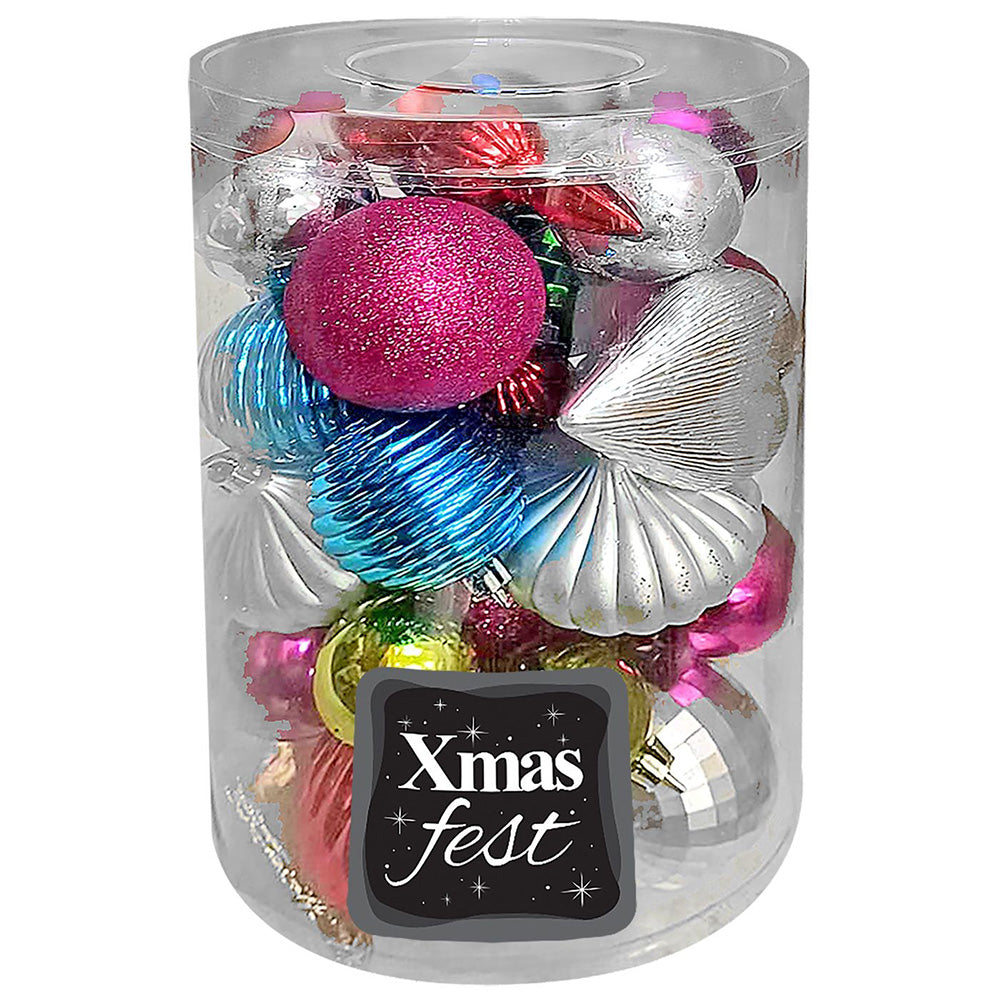 Χριστουγεννιάτικες Μπάλες Μιξ Σε Κουτί Κυλινδρικό 25τμχ 16,5εκ