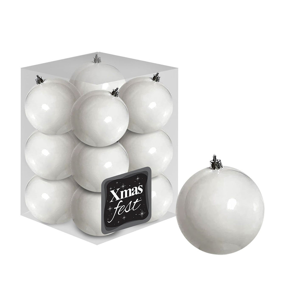 Χριστουγεννιάτικες Μπάλες Λευκές Διακόσμησης 12τεμ 4εκ