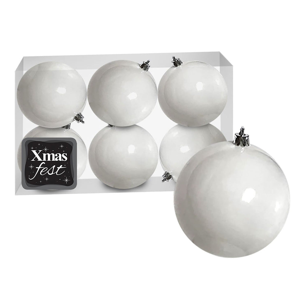 Χριστουγεννιάτικες Μπάλες Λευκές – Σετ 6 τεμαχίων Ø8 εκ