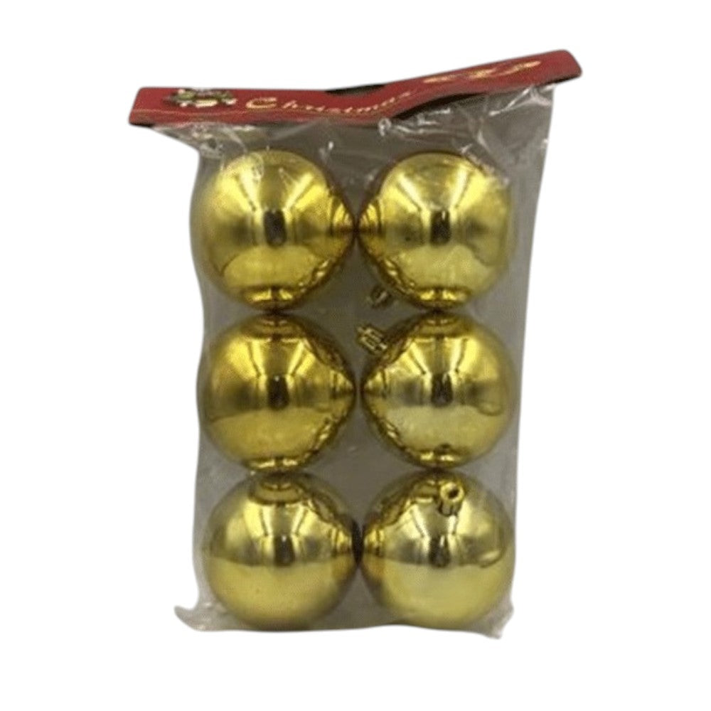Μπάλα Πλαστική Χρυσή 80mm 6Τεμ