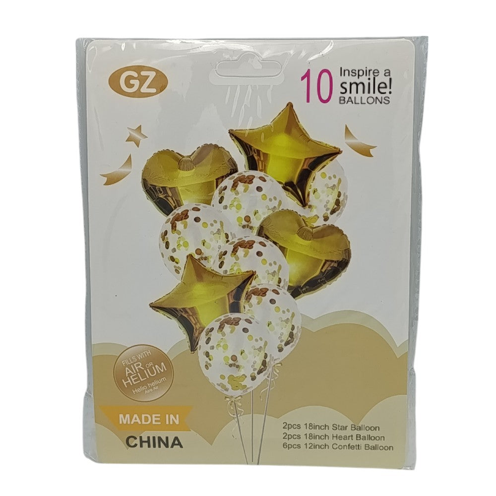 Μπαλόνια Καρδιές- Αστέρια- Κομφετί 10Τμχ