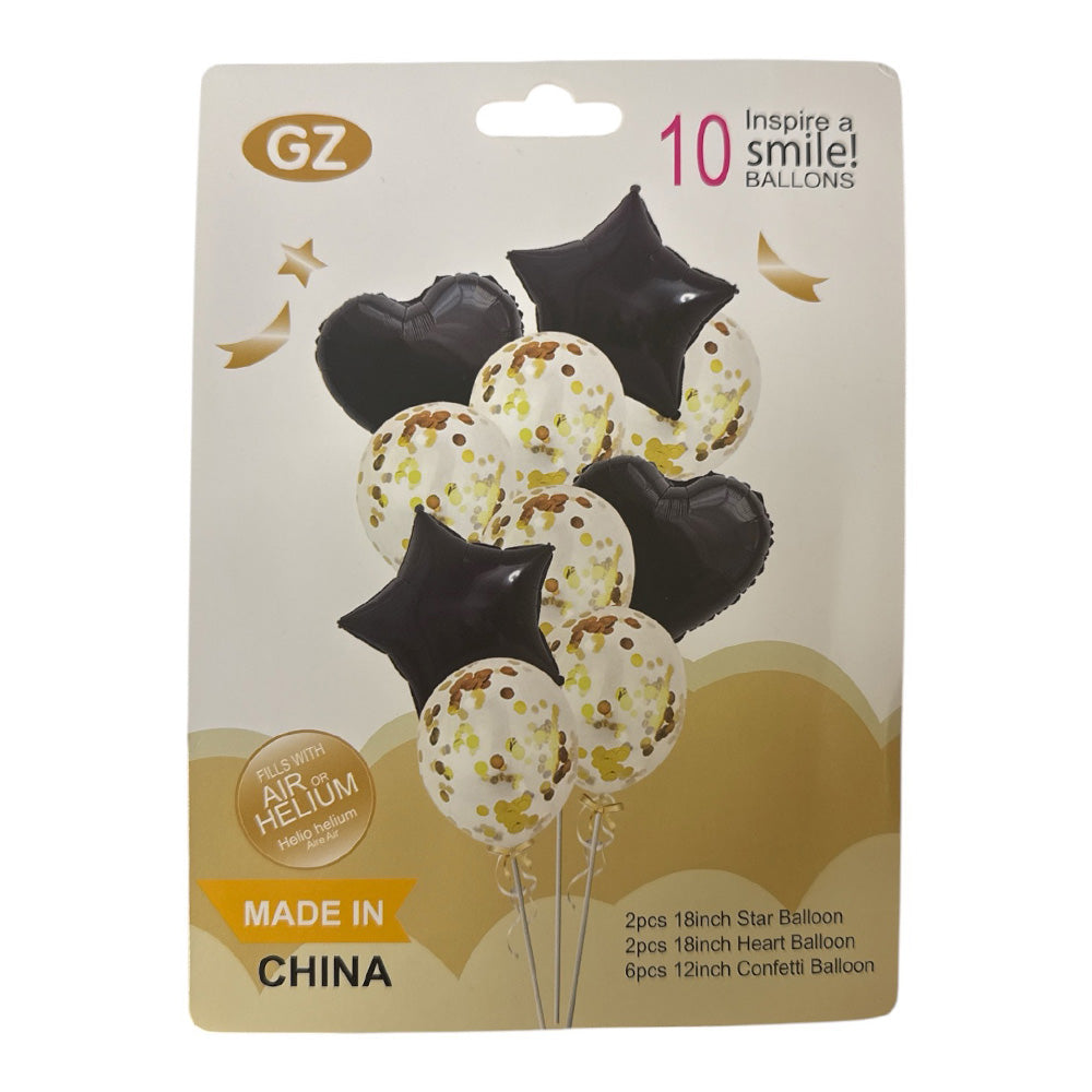 Μπαλόνια Καρδιές- Αστέρια- Κομφετί 10Τμχ