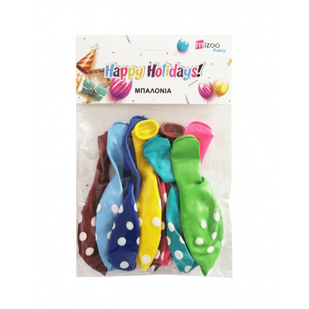 OEMΜπαλόνια Χρωματιστά Πουά Διάφορα Χρώματα 8 Τμχpapell.gr