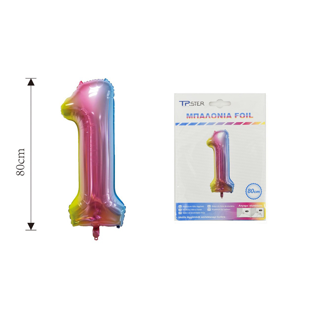 OEMΜπαλόνι Αριθμός Rainbow Foil 80 εκpapell.gr