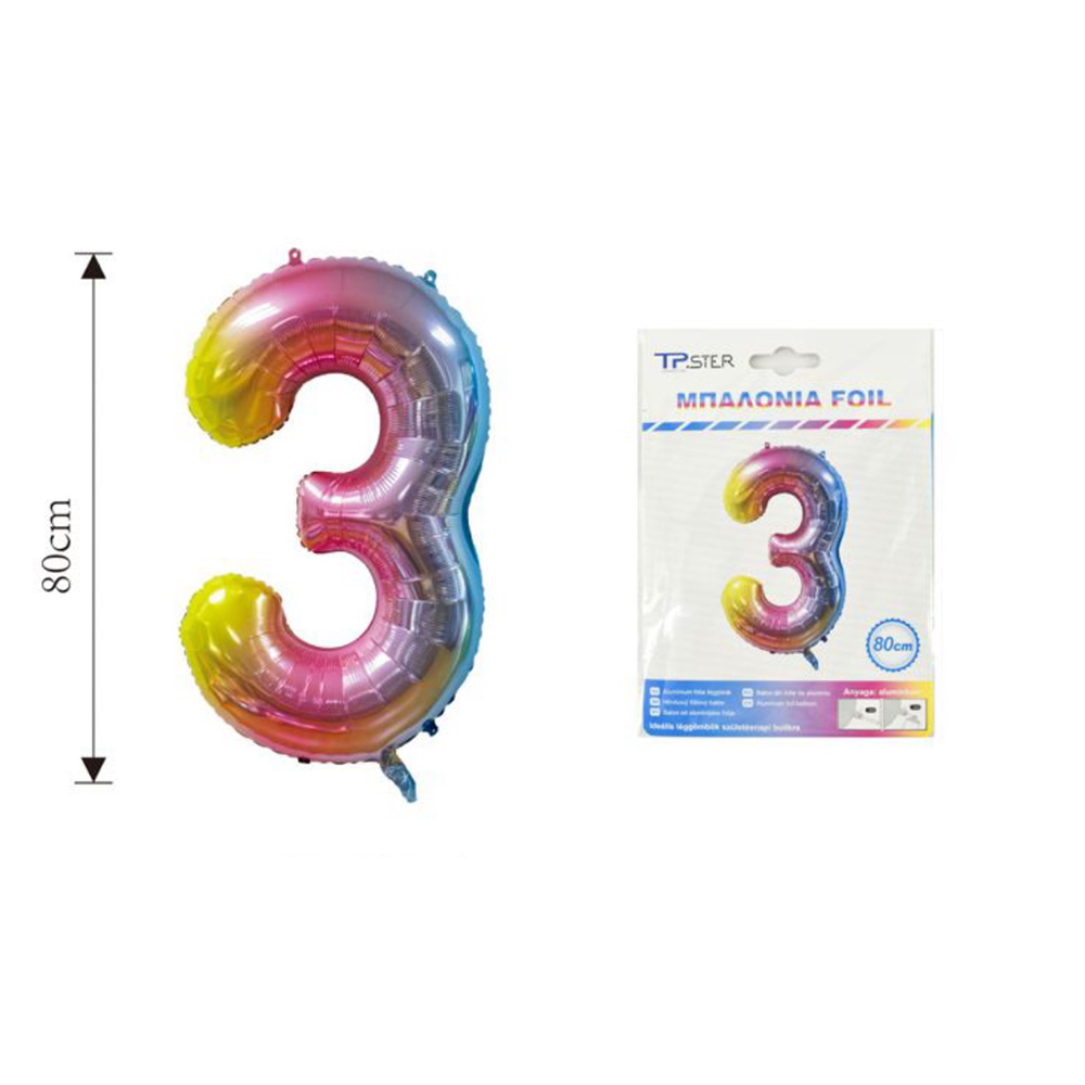 OEMΜπαλόνι Αριθμός Rainbow Foil 80 εκpapell.gr