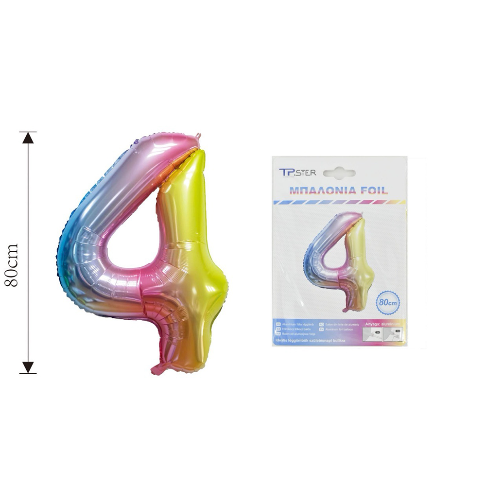 OEMΜπαλόνι Αριθμός Rainbow Foil 80 εκpapell.gr