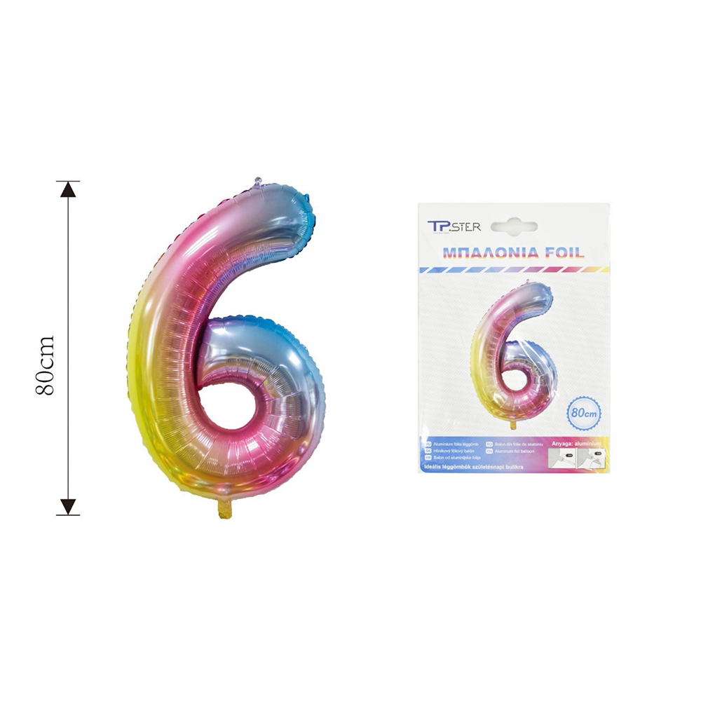 OEMΜπαλόνι Αριθμός Rainbow Foil 80 εκpapell.gr