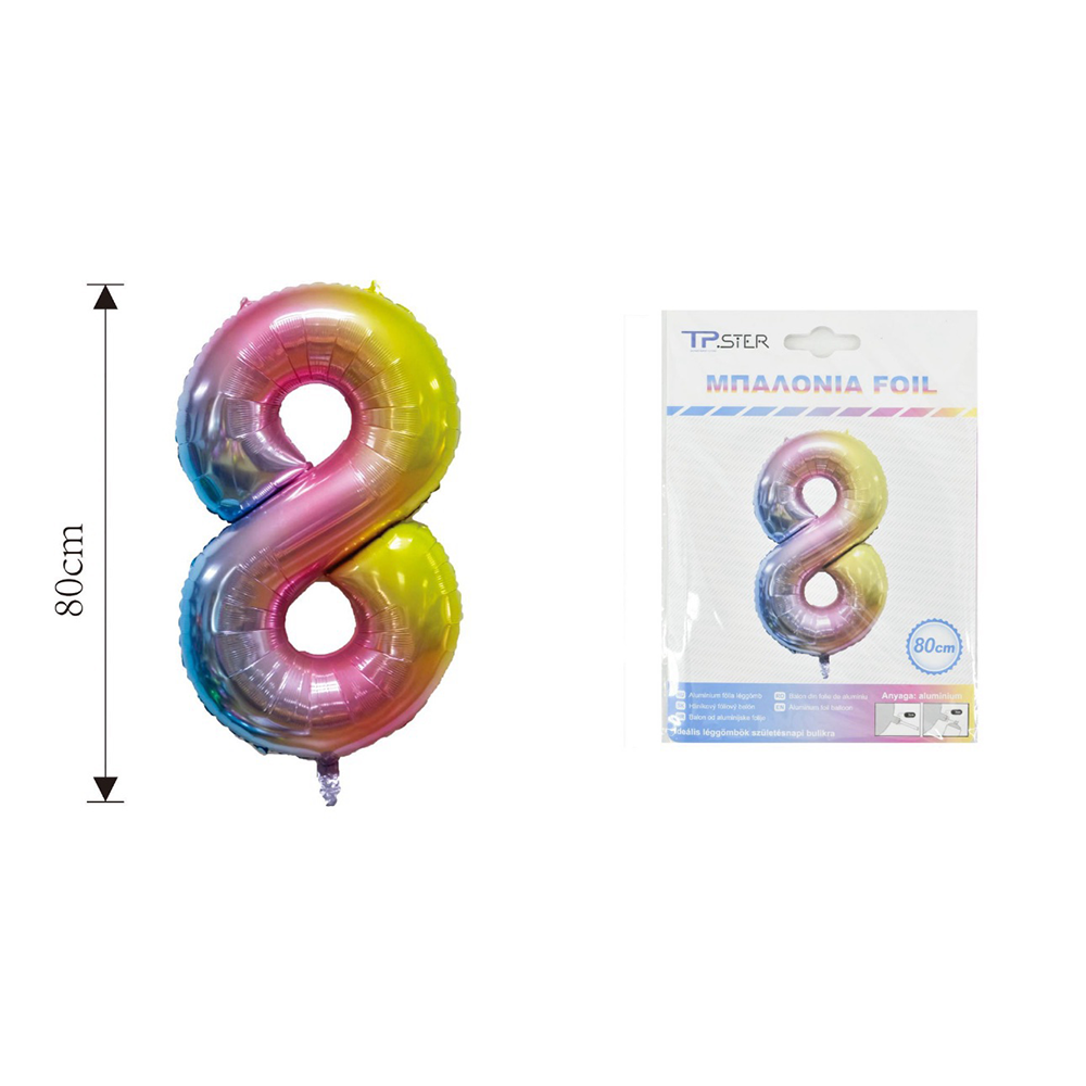 OEMΜπαλόνι Αριθμός Rainbow Foil 80 εκpapell.gr
