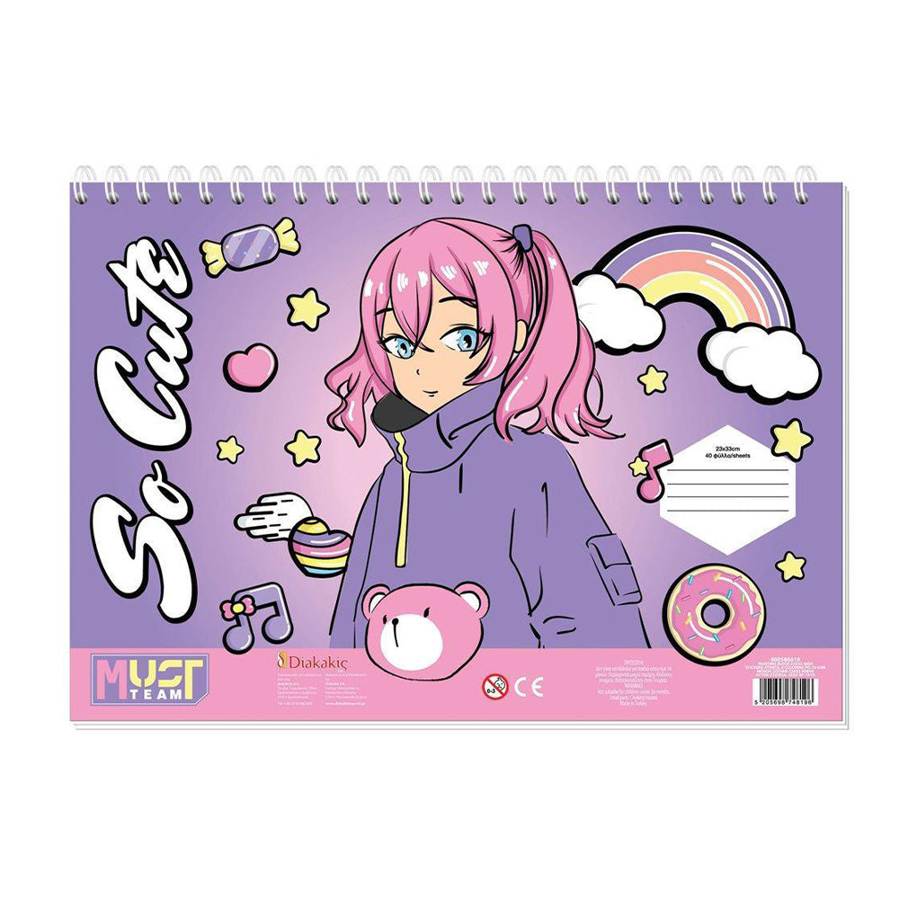 Must Team Μπλοκ Ζωγραφικής Κορίτσι 23X33Εκ 40Φ Αυτοκόλλητα -Στενσιλ- 2Σελ Χρ 2Σχ - 1Τμχ