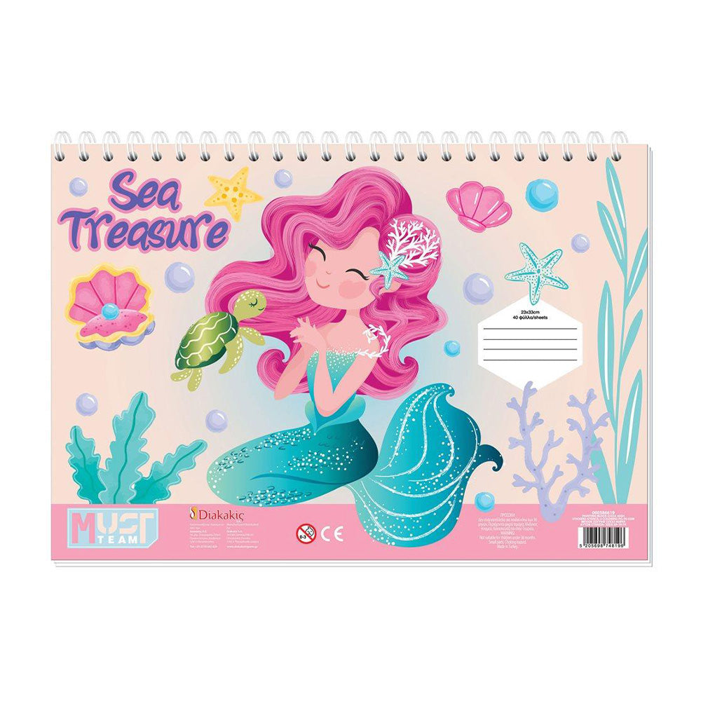 Must Team Μπλοκ Ζωγραφικής Κορίτσι 23X33Εκ 40Φ Αυτοκόλλητα -Στενσιλ- 2Σελ Χρ 2Σχ - 1Τμχ