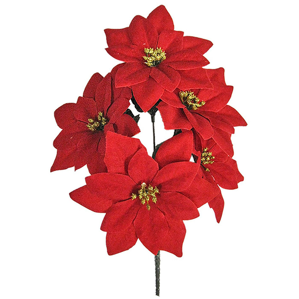 Χριστουγεννιάτικο Μπουκέτο Με 5 Αλεξανδρινά Βελουτέ 32x13εκ