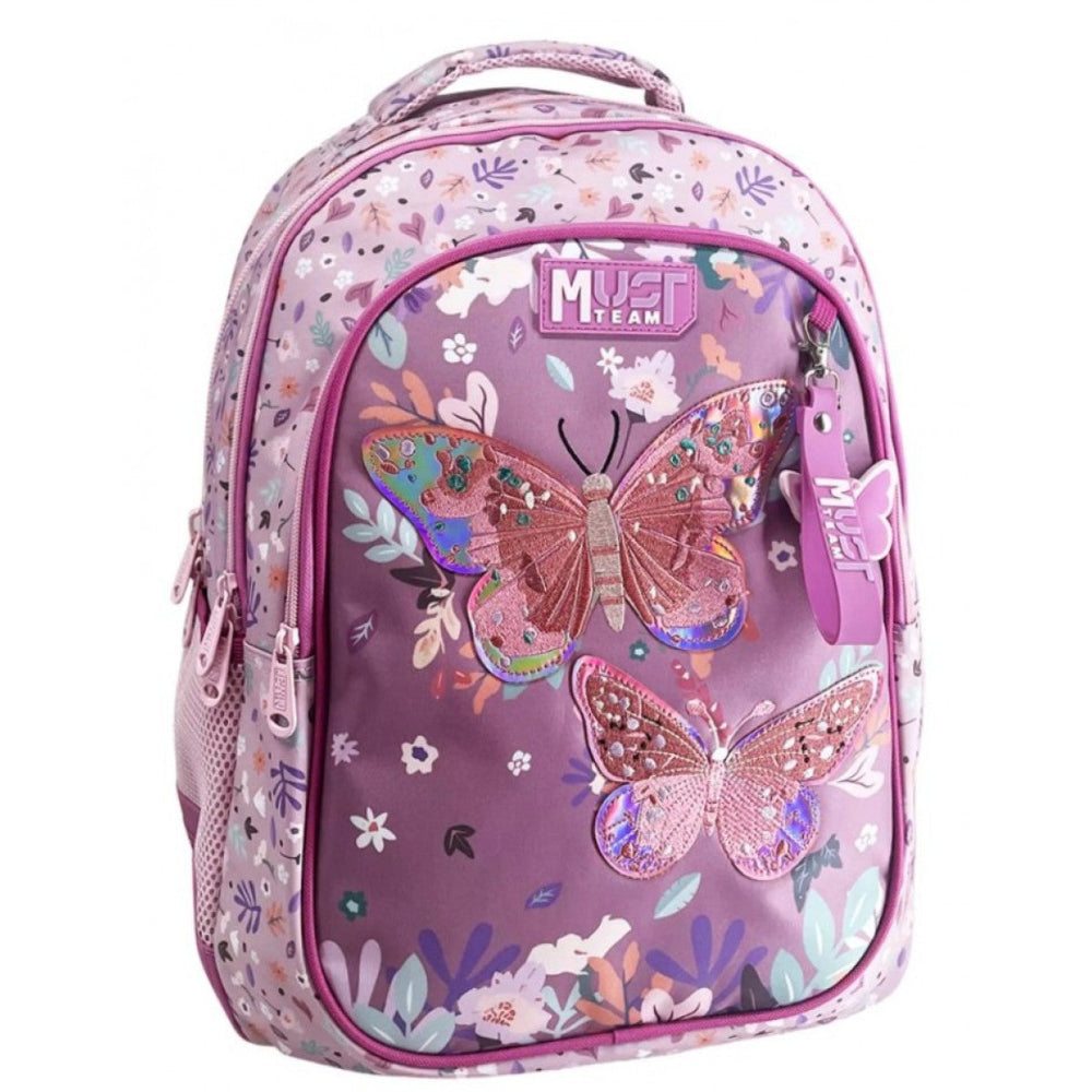 Must Team Σχολική Τσάντα Πλάτης Δημοτικού Butterflies Lilac 3 Θήκες 32x18x43 εκ