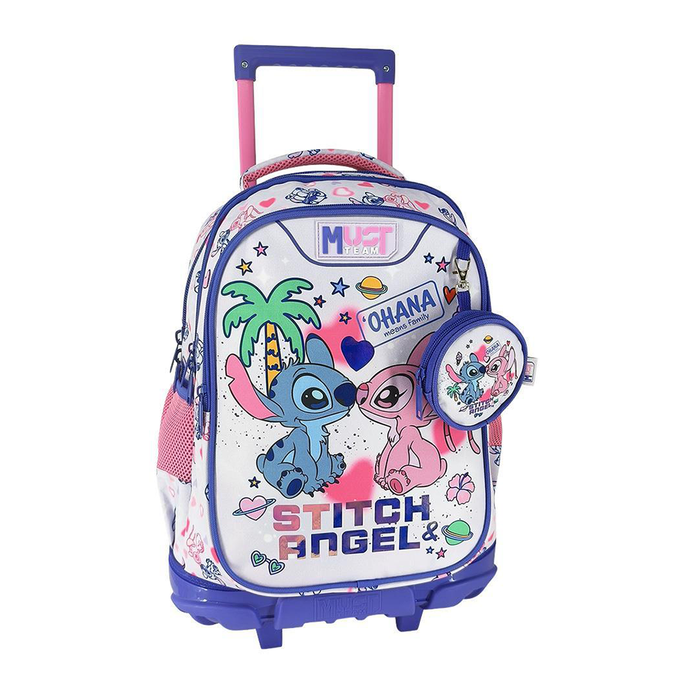 Must Team Σχολική Τσάντα Τρόλεϊ Δημοτικού Disney Stitch & Angel Ohana 3 Θήκες 34x20x44εκ