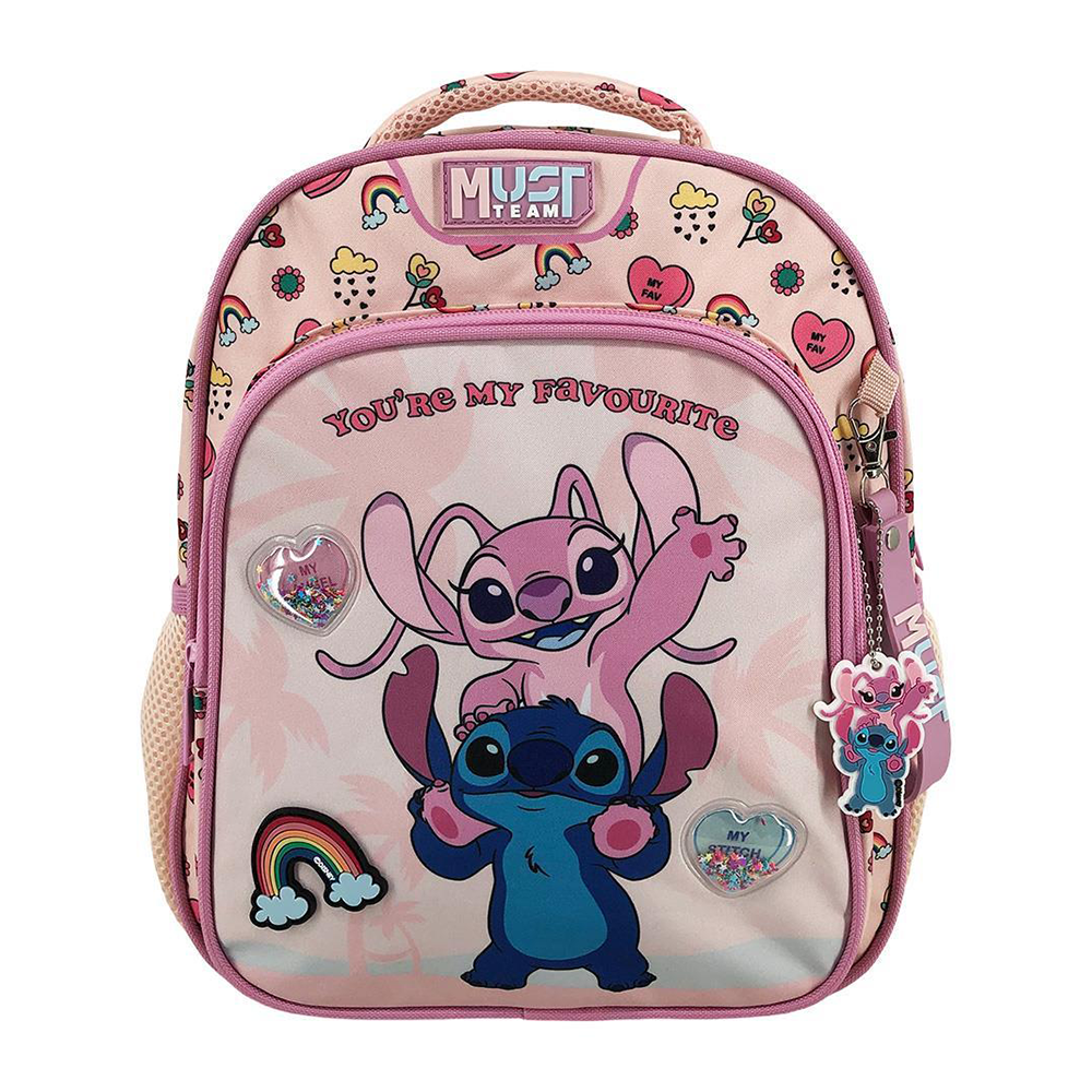 Must Team Σχολική Τσάντα Πλάτης Νηπίου Disney Stitch & Angel You Are My Favourite 2 Θήκες 27x10x31εκ
